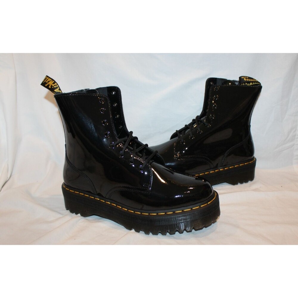 Dr. Martens Jadon Women's Patent Leather Platform Boots Black NIB US 12 EU 43